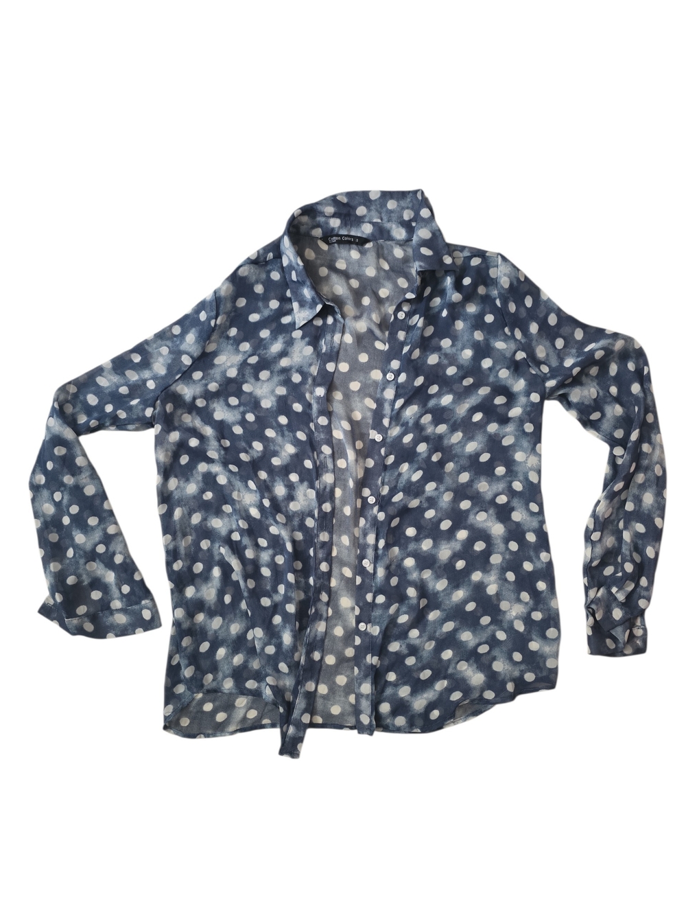 Polka Dot Lightweight Blue Shirt Jacket